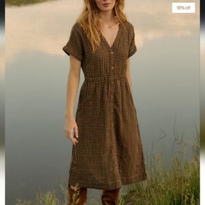 Pact Coastal Double Gauze Short Sleeve Dress - Harvest Gingham